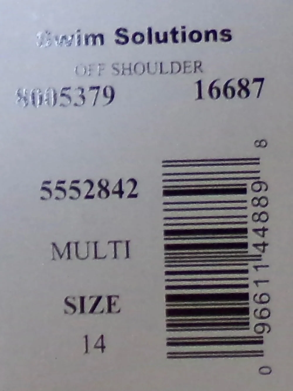 SOLD Swim Solutions Multi Off Shoulder With or W/O Straps 1 PC,Elastic Neck Sz14 - Picture 12 of 13